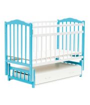 Кроватка маятник с ящиком Классик голубой + белый М01.10.10