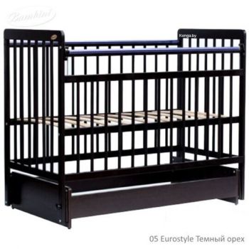 Кроватка маятник без ящика Euro Style темный орех М01.10.05