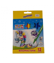 Фломастеры 12 цветов ЮНЛАНДИЯ "ЗАБАВНЫЕ КАРТИНКИ", 151678