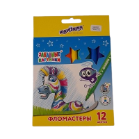 Фломастеры 12 цветов ЮНЛАНДИЯ "ЗАБАВНЫЕ КАРТИНКИ", 151678