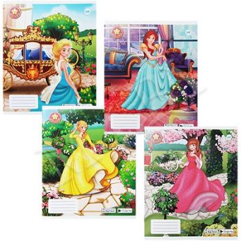 Тетрадь школьная, ф.170х205, клетка, 12л.,4+0,обложка картон , серия Принцессы (Живая тетрадь)