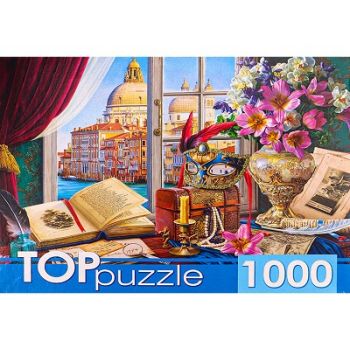 TOPpuzzle. ПАЗЛЫ 1000 элементов. Нацюрморт с видом на Венецию. ХТП1000-4148