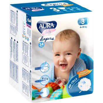 Подгузники AURA Baby 3M 4-9 кг (14 шт) 