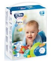 Подгузники AURA Baby 3M 4-9 кг (60 шт) 