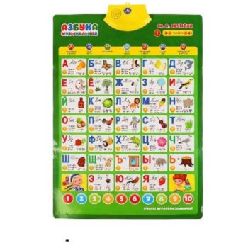 Говорящий плакат ЖУКОВА М.А. Музыкальная азбука, 200+слогов, песен, 50+вопр/игр SIM-KH170002-WG24
